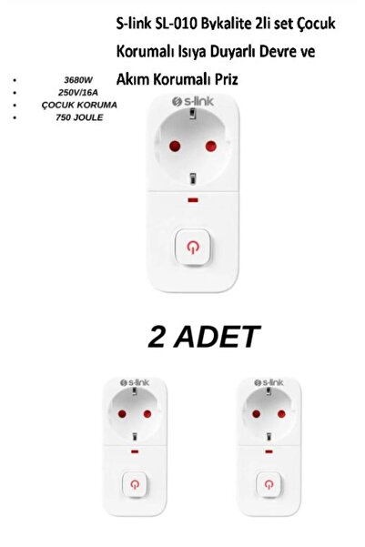 S-LINK SL-010 Bykalite 2li Set 16A/250V 750 Joule Anahtarlı Isıya Duyarlı Dev...