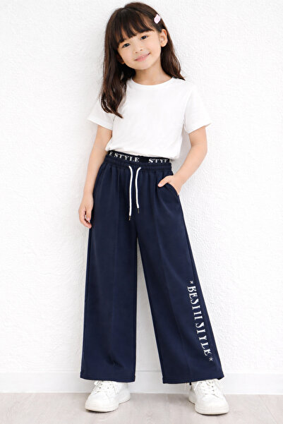 RAPAPA Devojčice, tamnoplave široke trenerke – udoban kroj-7365