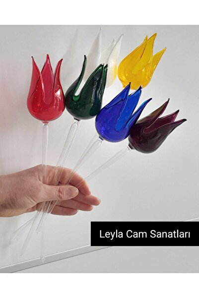 LEYLA CAM SANATLARI CAM ÜFLEME LALE 6 RENK (vazo içi aksesuar)