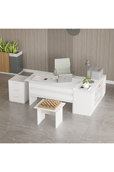 Yurupa Bega ABCF Ofis Büro Masa Takımı 3 Renk Beyaz BEG13-W