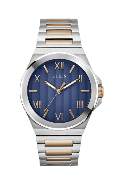 Guess ساعة رجالية تناظرية بلونين فضيين