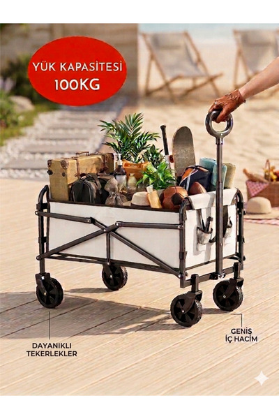 Fujika Yeni Nesil Su Geçirmez Katlanır Portatif El Arabası Kamp Piknik Plaj P...