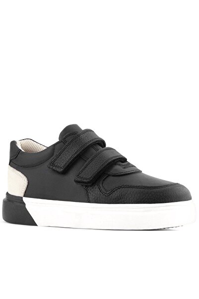 Rakerplus Genuine Leather Velcro Black Boys' Sports Shoes