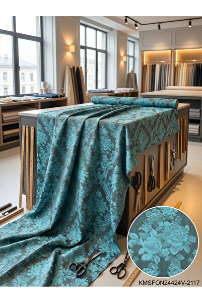 LEVENT ÖZEL Jakar Desenli Dokuma Fon Perdelik Kumaş 100en300boy