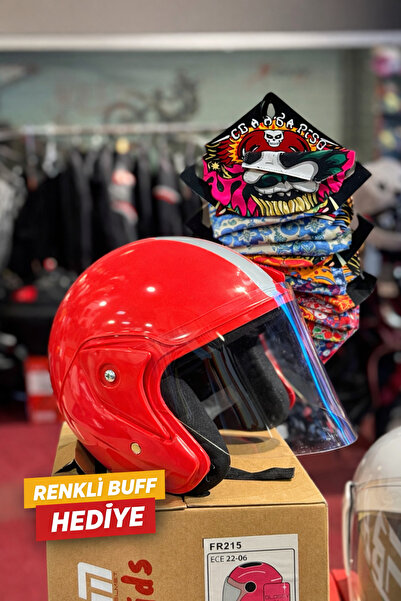 CKYY Motosiklet Uygun Yarım Kask Kırmızı