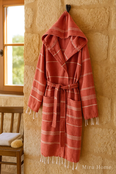 Mira Home Жіночий / чоловічий халат з капюшоном Soft 100% бавовна Natural
