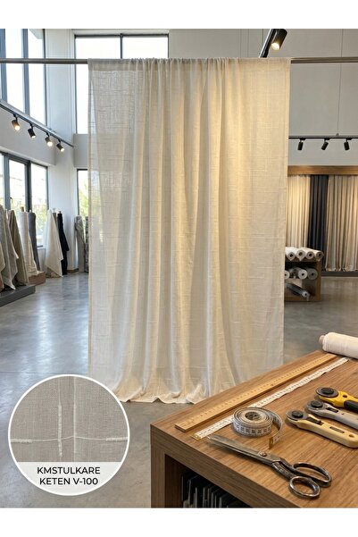 LEVENT ÖZEL Armül Kare Geometri Dokulu Perdelik Kumaş 100x300