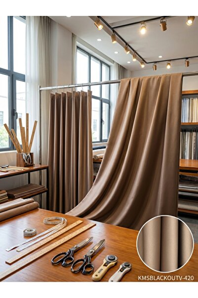 LEVENT ÖZEL Blackout Çift Taraflı Saten Dokuma Fon Perdelik Kumaş 100en300boy