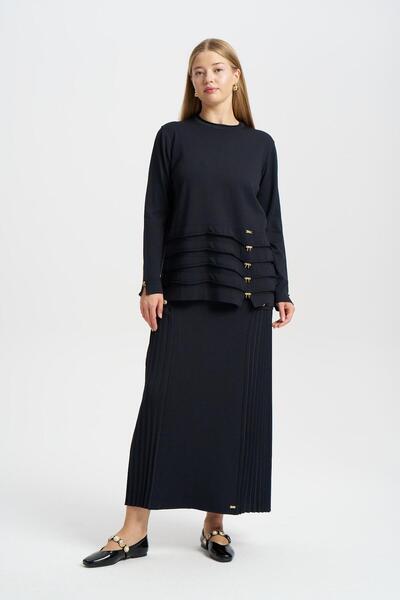 Niliwi 3088 ETEĞİ 4 SIRA TORBA FİYONKLU BLUZ