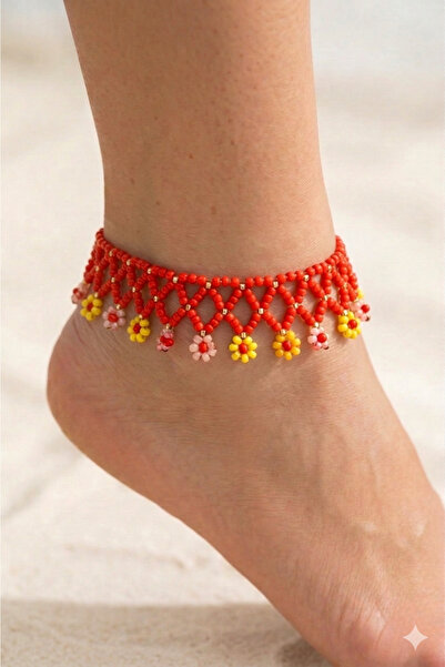 PETEK AKSESUAR Flower Anklet - Beaded Handmade
