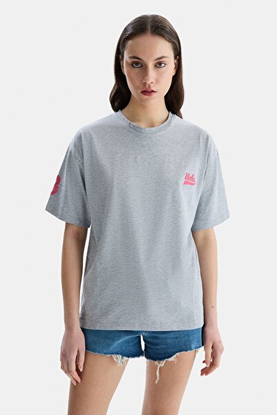 UCLA PARADISO Сива дамска тениска с принт на велосипед на врата