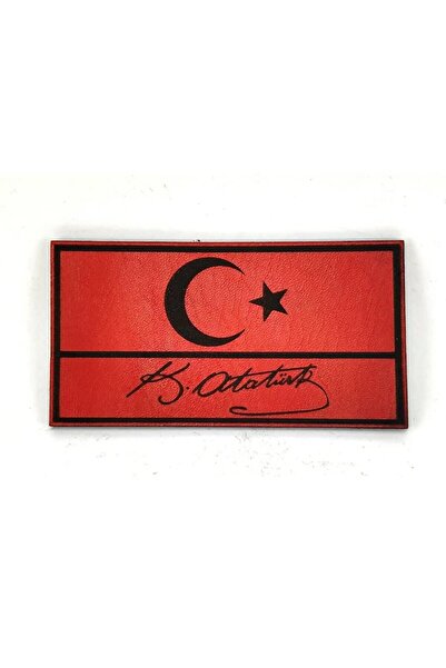 Seyhan Askeri Malzeme Bayrak Kemal Atatürk İmzalı Deri PEÇ - Arma - Askeri Patch