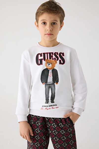 Guess BG Store Erkek Çocuk Beyaz Sweatshirt