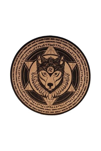 Seyhan Askeri Malzeme ŞAMAN KURT Tanrı Türkü Korusun  Deri PEÇ - Arma - Leath...