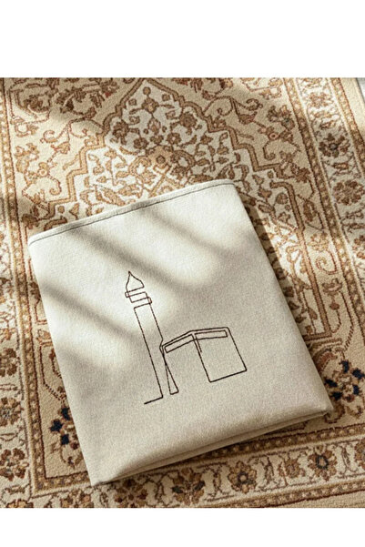 mihriban Μίνιμαλ Καμπάνι Κεντημένο Λινό Χαλί προσευχής - Παιδικό Χαλί προσευχής