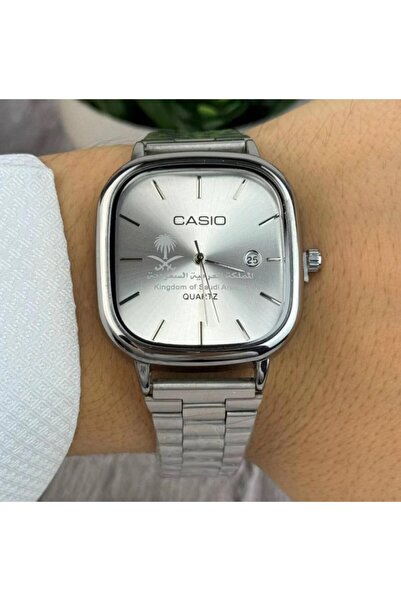 Zarif ساعة يد CS كا ســيو رجالي LTP سير ستيل فضي بمينا مزين بشعار الممكلة