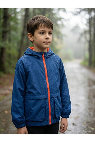 Civil Boys Ready Printed Raincoat with Pocket Bag for 6-9 Years Old - Green 8...