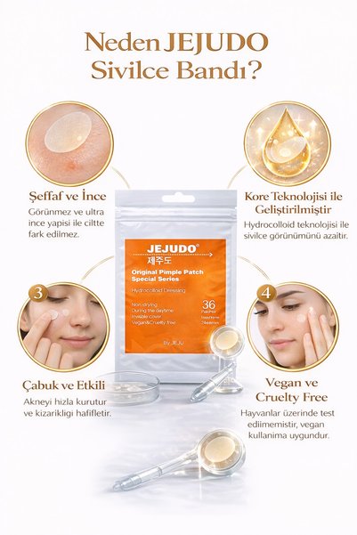 JEJUDO 36Pcs Transparent Tape, Hydrocolloid Tape, Acne Tape, Acne Patch