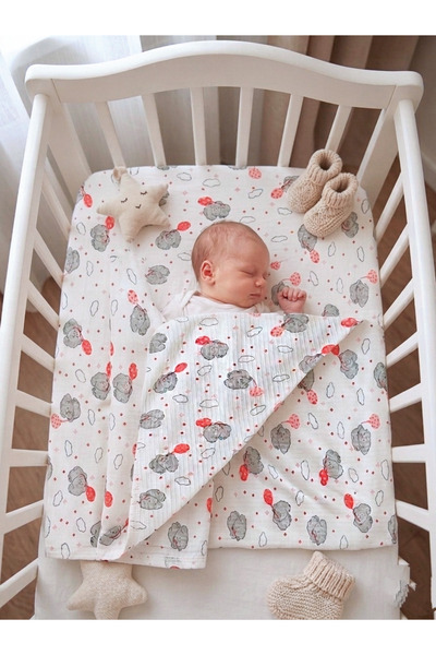 FİYONK BEBE غطاء أطفال ناعم مزدوج الطبقات 100% قطن مقاس 100x100 سم و بطانية سي