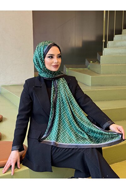 tomrisboutique Lüks Vual İpek Şal Hijab Fular Scarf Shawl F Desen 70 x 180 CM