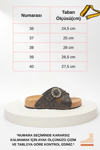 Perla Gold Accessory Detail Buckled Orthopedic Sole Women's Slipper