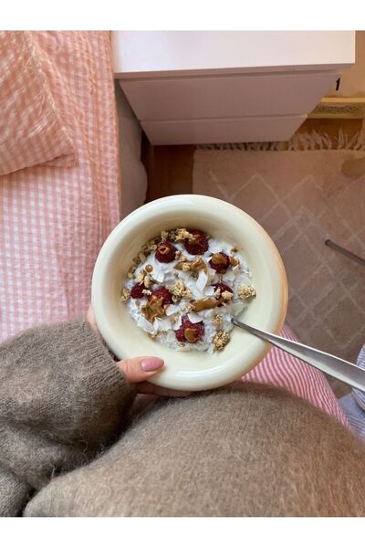 Beige & Stone Ceramic Donut Bowl Breakfast Dessert Salad Bowl Cream