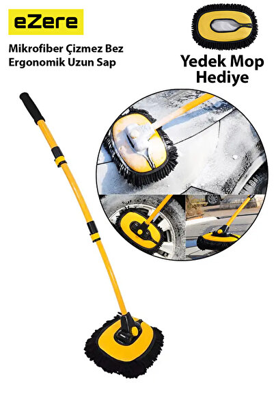 EZERE Ls-426 Teleskopik Araç Temizleme Fırçası Oto Yıkama Paspası Siyah,sarı