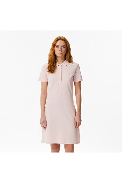 Lacoste Kadın Slim Fit Kısa Kollu Polo Yaka Pembe Elbise