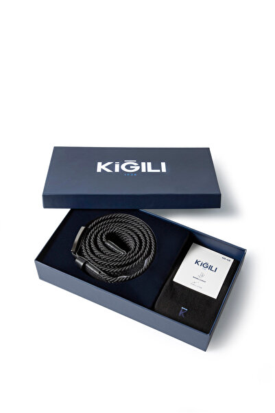 Kigili Likralı Esnek Spor Örgü Kemer & 2'li Bambu Çorap Hediye Kutulu Set