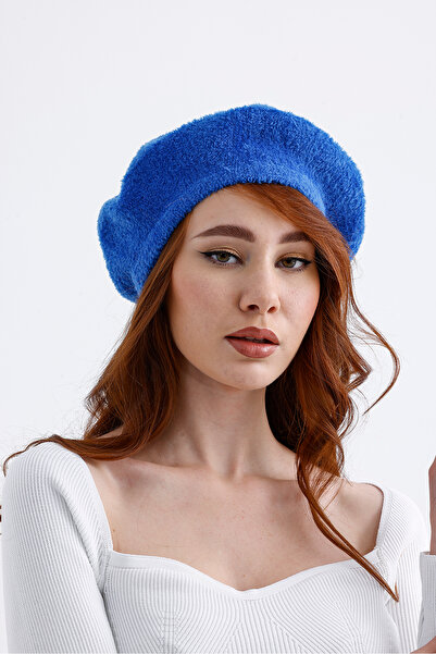 nord arc Saks Mavi Kadın Yünlü Peluş Fransız Ressam Şapka I Bere