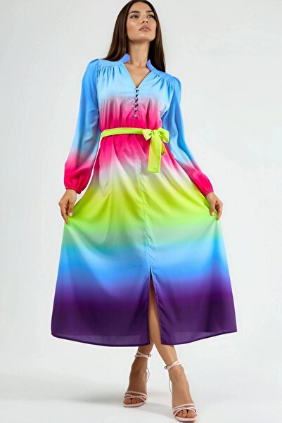 Hiccup MSN Ombre Maxi Elbise Kemerli