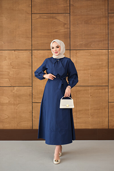 LOCCO Ženska haljina sa strukom Na vezivanje tamnoplava