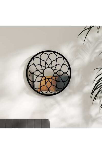 Concept Oglindă rotundă,negru,60x3 cm,fier,pentru utilizare în interior