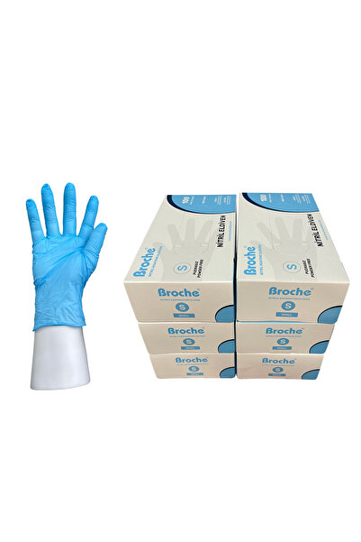 Broche PUDRASIZ MAVİ NİTRİL ELDİVEN S BEDEN 6'LI PAKET