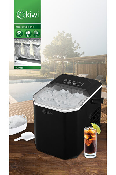 Kiwi Kım-4792 Ayarlanabilir Boyutlu 12 Kg Kapasiteli Buz Makinesi Siyah