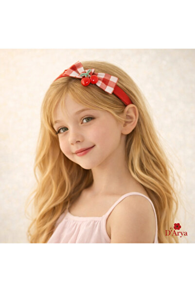 Darya Dd209 Red and White Plaid Ribbon Cherry Crown
