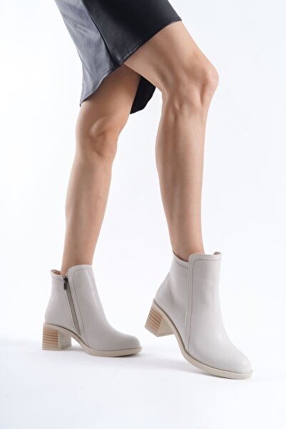 Joy Ayakkabı LARISSA Ορθοπεδική Σόλα με φερμουάρ Γυναικείες Μπότες KT - Κρέμα