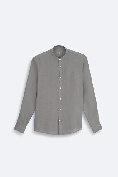 Avva Erkek Gri Hakim Yaka %100 Keten Comfort Fit Gömlek B002035