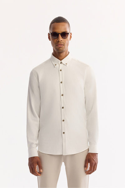 Avva Muška bela košulja sa dugmadima, pamučna, mekana na dodir, standardnog k...