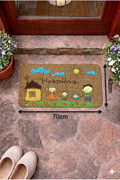 SoGood Concept Çocuk Çizimi Desenli Coco Görünümlü Kapı Önü Ve İç Mekan Paspası