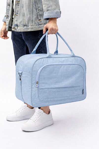 MUCCO Kaff Mavi Krinkıl Kumaş 00816 Unisex Cepli Suya Dayanıklı Geniş Omuz As...