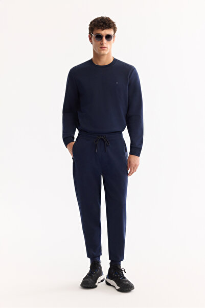 Avva Ανδρικό φούτερ με ελαστικό πόδι από ύφασμα Navy Blue Flexible Interlock ...