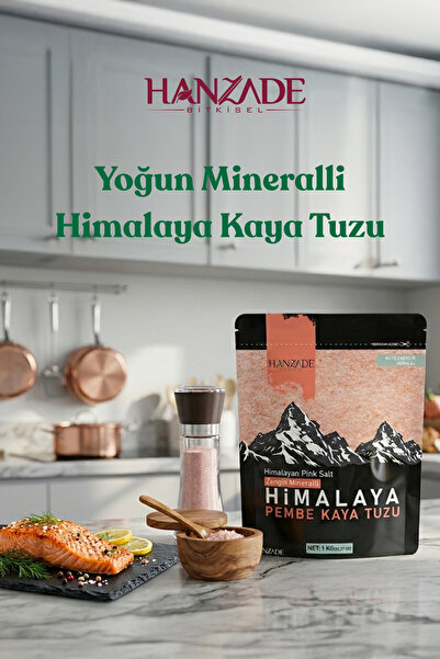 Hanzade Bitkisel Pembe Himalaya Tuzu Toz 1 Kg x 3 Adet (Öğütülmüş Sofralık)