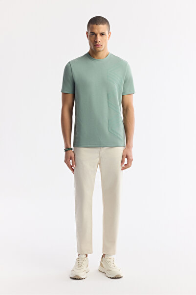 Avva Muške bež jednobojne oprane hlače ravnog kroja A51Y3548