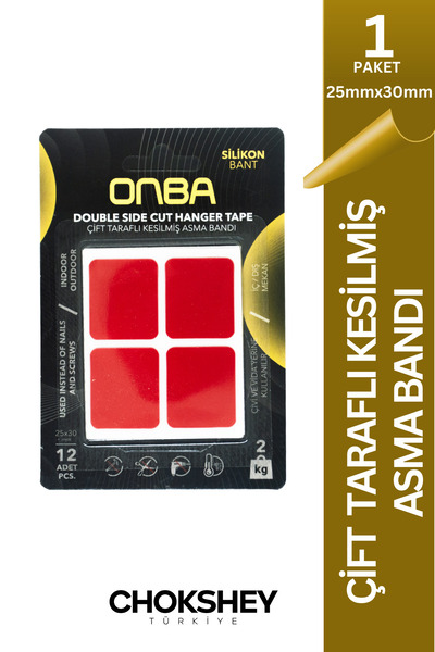 Onba Hazır Kesilmiş Çift Taraflı Kesilmiş Silikon Bant - 25mmx30mm 1 Paket - ...