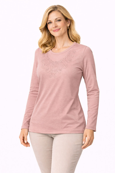 Mutlu City Νέο μοντέλο με πέτρα κεντημένη στρογγυλή λαιμόκοψη Lycra Mother χτ...