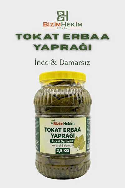 BİZİMHEKİM ŞİFA EVİ Tokat Erbaa Yaprağı İnce & Damarsız Yöresel Salamura 2.5 KG