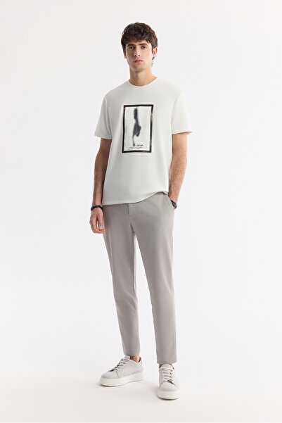 Avva Men's Gray Side Pocket Elastic Waist Bi-Stretch Comfort Slim Fit Trouser...