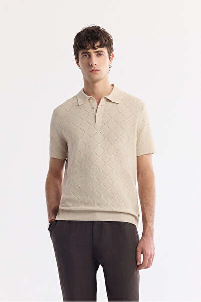 Avva Muška bež polo majica sa ovratnikom, Pamuk komad, pletena odjeća, standa...