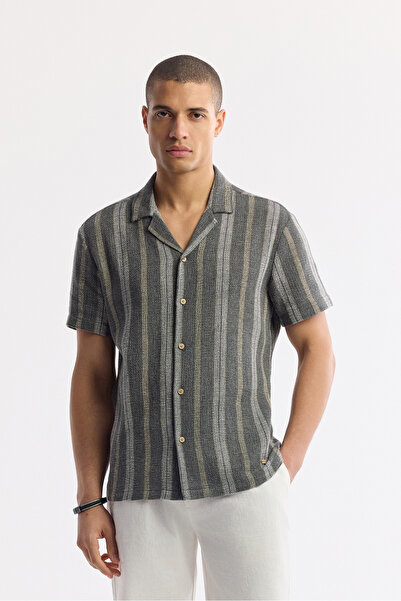 Avva Muška antracit boja apaj kragna pamučna majica kratkih rukava udobnog kr...